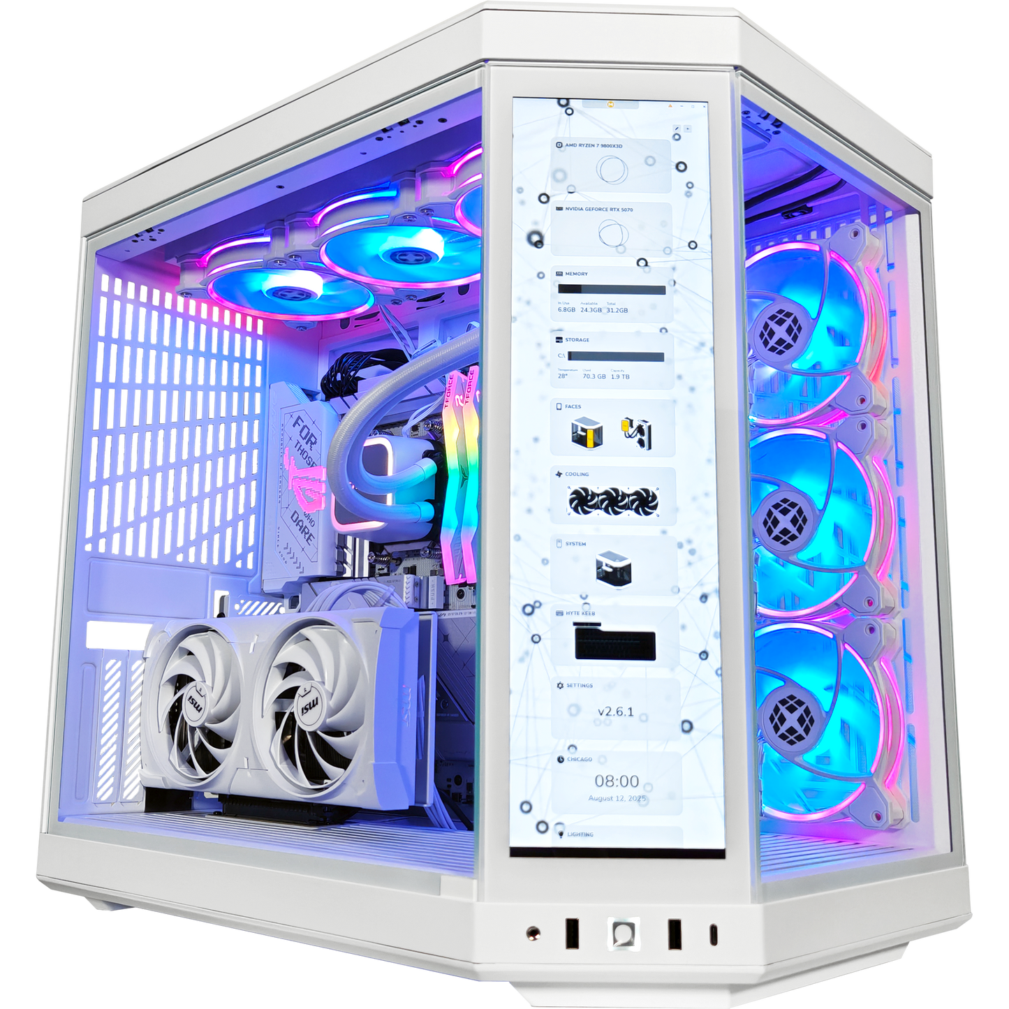 Y70 Ghost — RTX 5070, Ryzen 7 9800X3D, 32GB DDR5, 2TB SSD