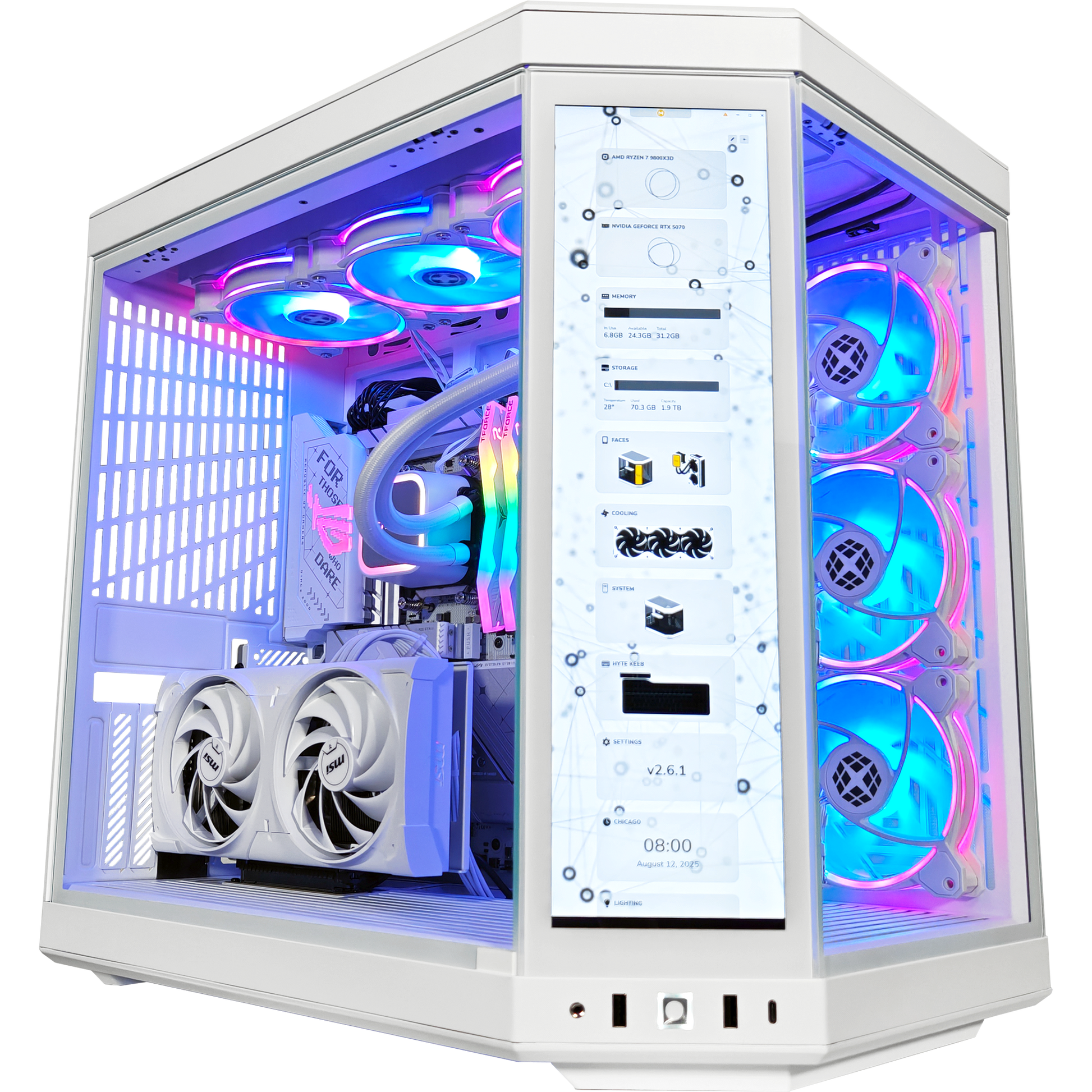 Y70 Ghost — RTX 5070, Ryzen 7 9800X3D, 32GB DDR5, 2TB SSD