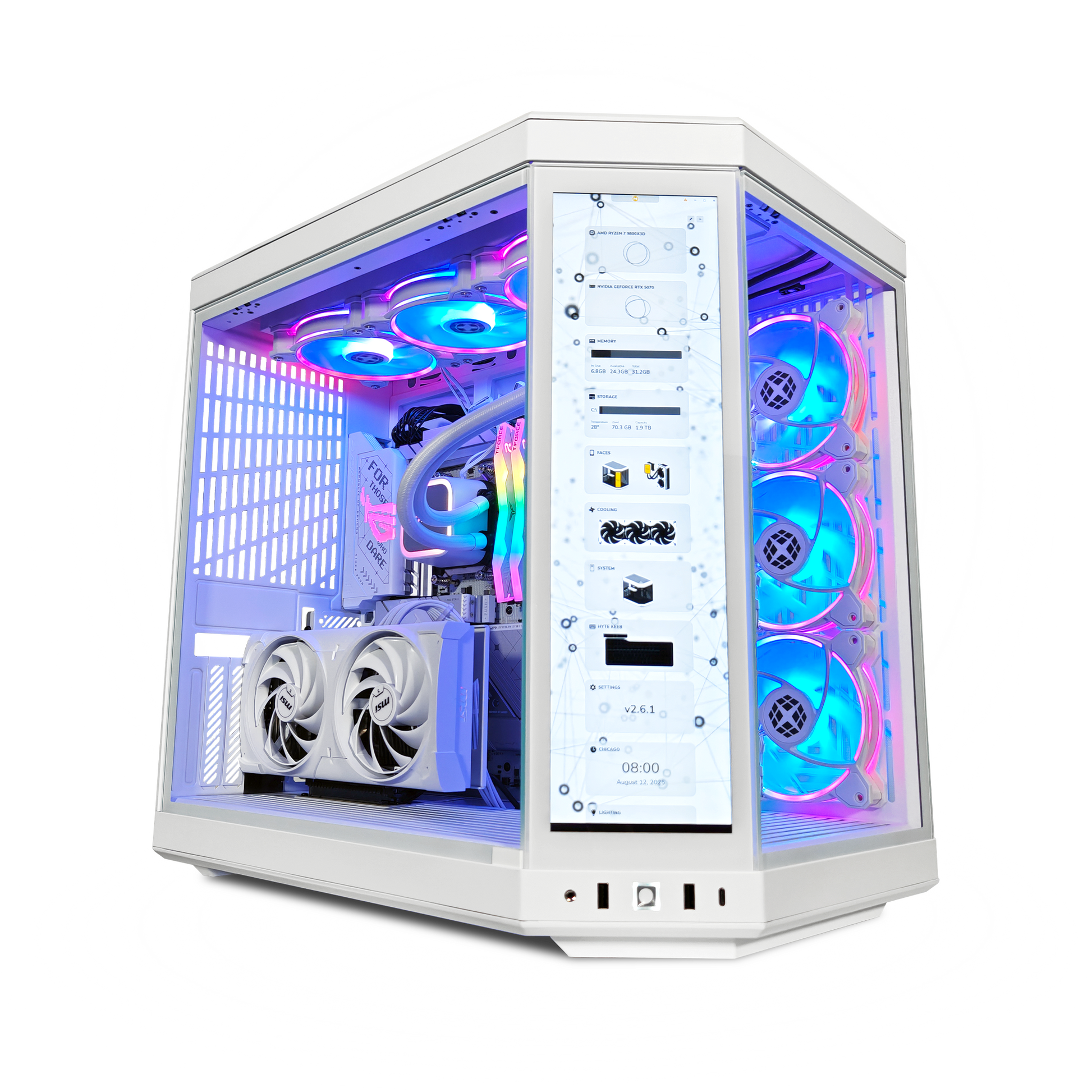 Y70 Ghost — RTX 5070, Ryzen 7 9800X3D, 32GB DDR5, 2TB SSD