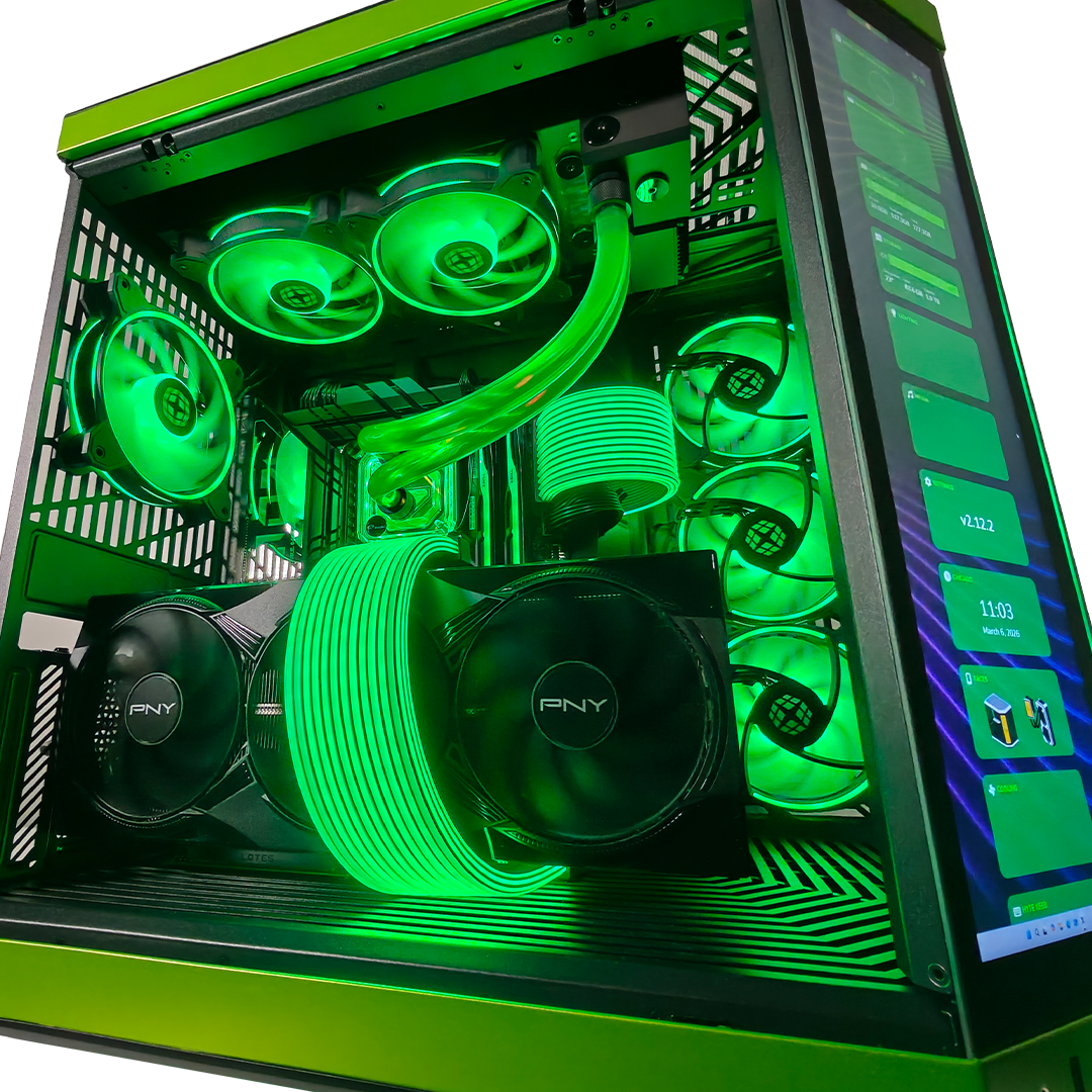 Y70 Mean Green — RTX 5090, Core Ultra 9 285K, 128GB DDR5, 4TB SSD