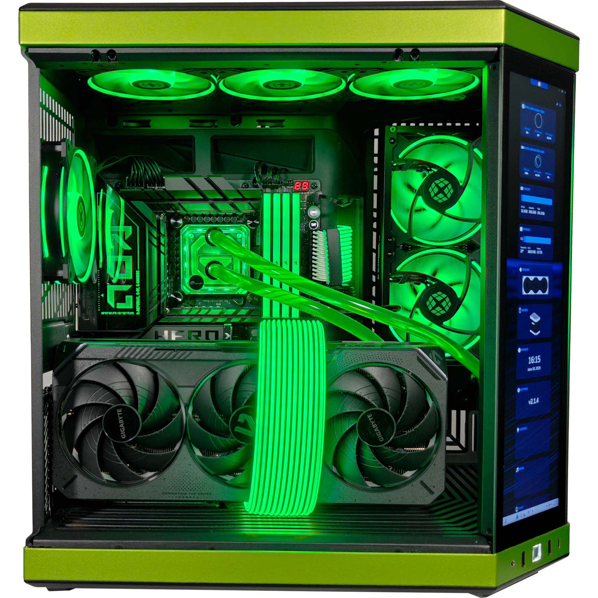 Y70 Mean Green — RTX 5090, Core Ultra 9 285K, 128GB DDR5, 4TB SSD