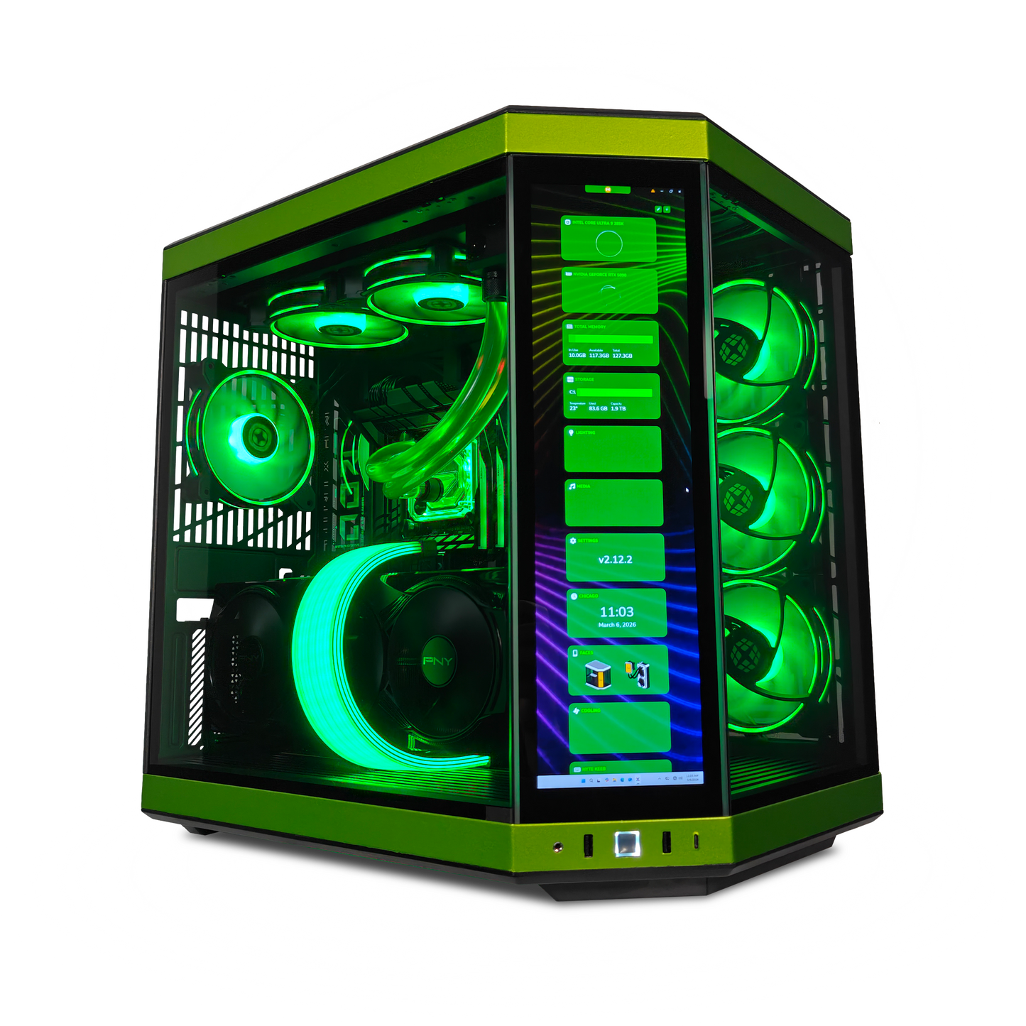 Y70 Mean Green — RTX 5090, Core Ultra 9 285K, 128GB DDR5, 4TB SSD