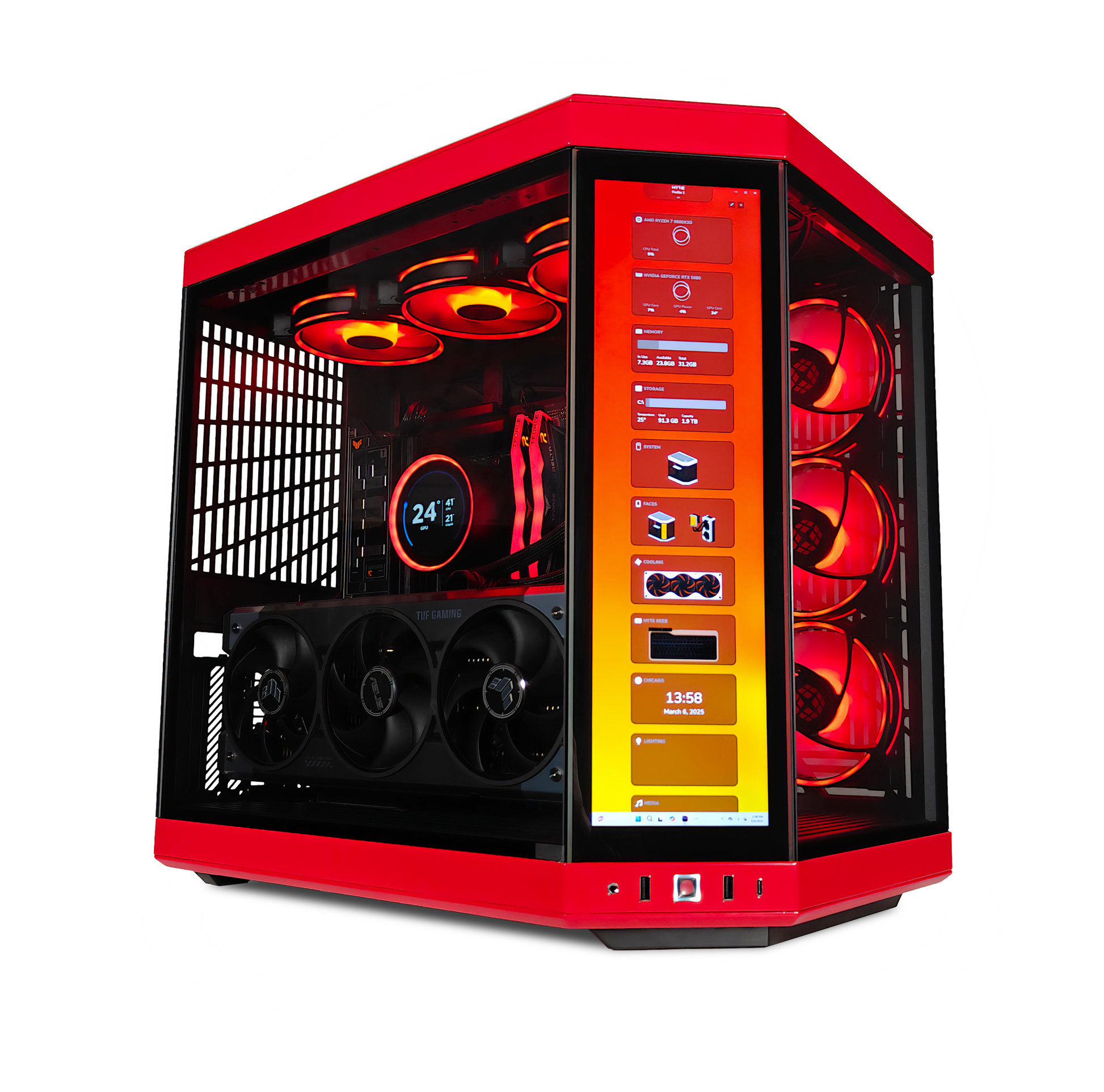 Y70 Red Eye X3D — RTX 5080, Ryzen 7 9800X3D, 32GB DDR5, 2TB SSD